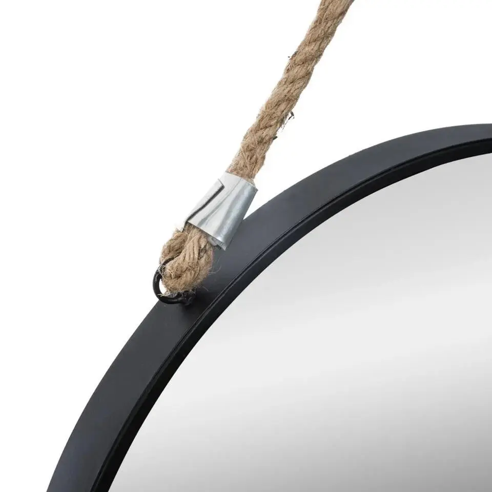 Atmosphera Spiegel/wandspiegel - rond - Dia 55 cm - metaal/glas - zwart - met op