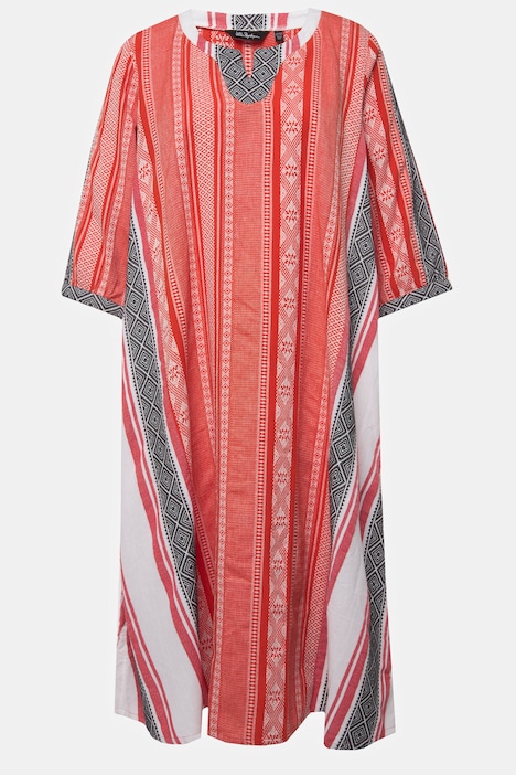 Kaftan, Ethnomuster, A-Linie, Tunika-Ausschnitt, 3/4-Arm