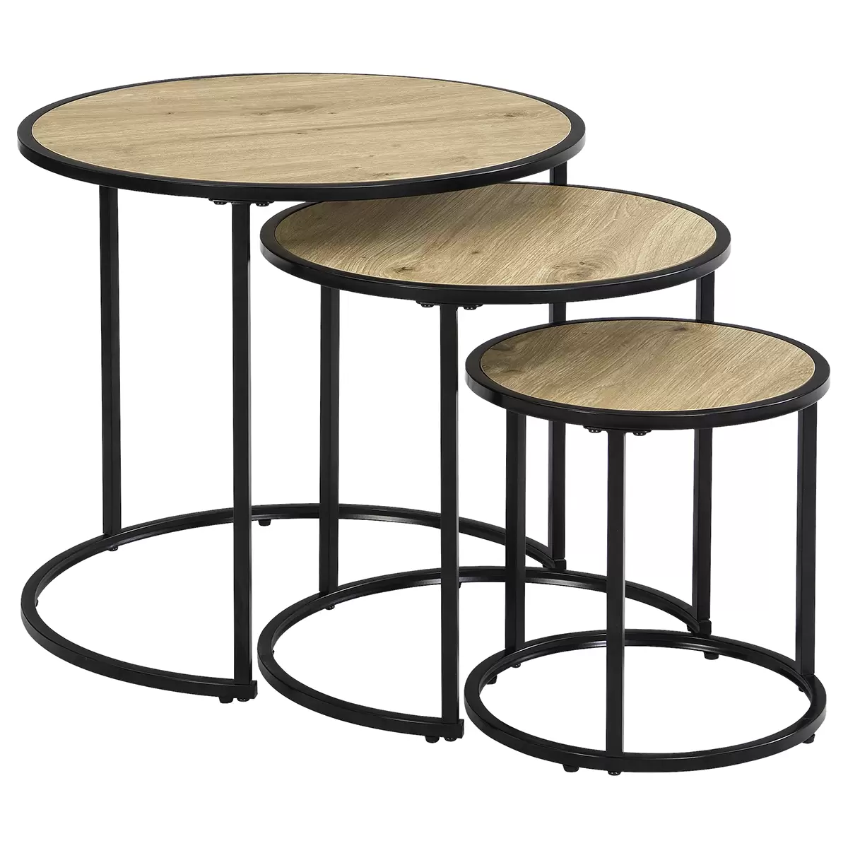 Beistelltisch 3er Set Milan III Artisan Eiche,schwarz