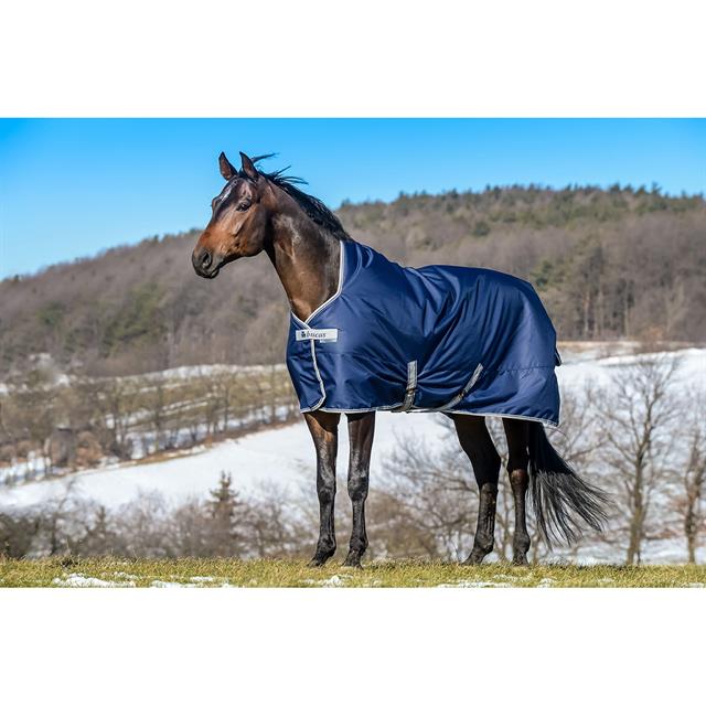 Deken Bucas Freedom Turnout High Neck 150gr Donkerblauw-zilver