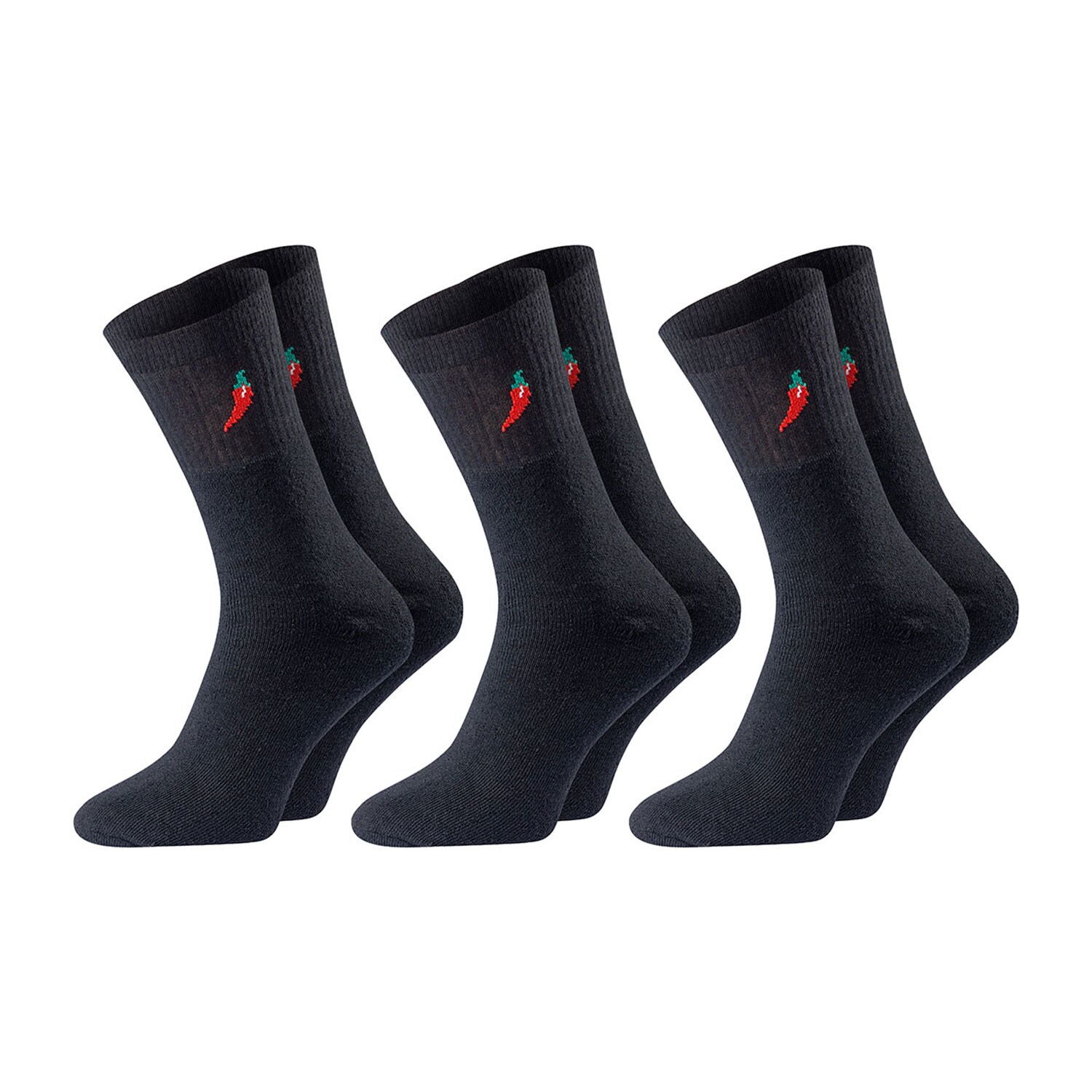 Chili Lifestyle Tennis Sport, 3 Paar, Herren, Damen, Baumwolle, schwarz