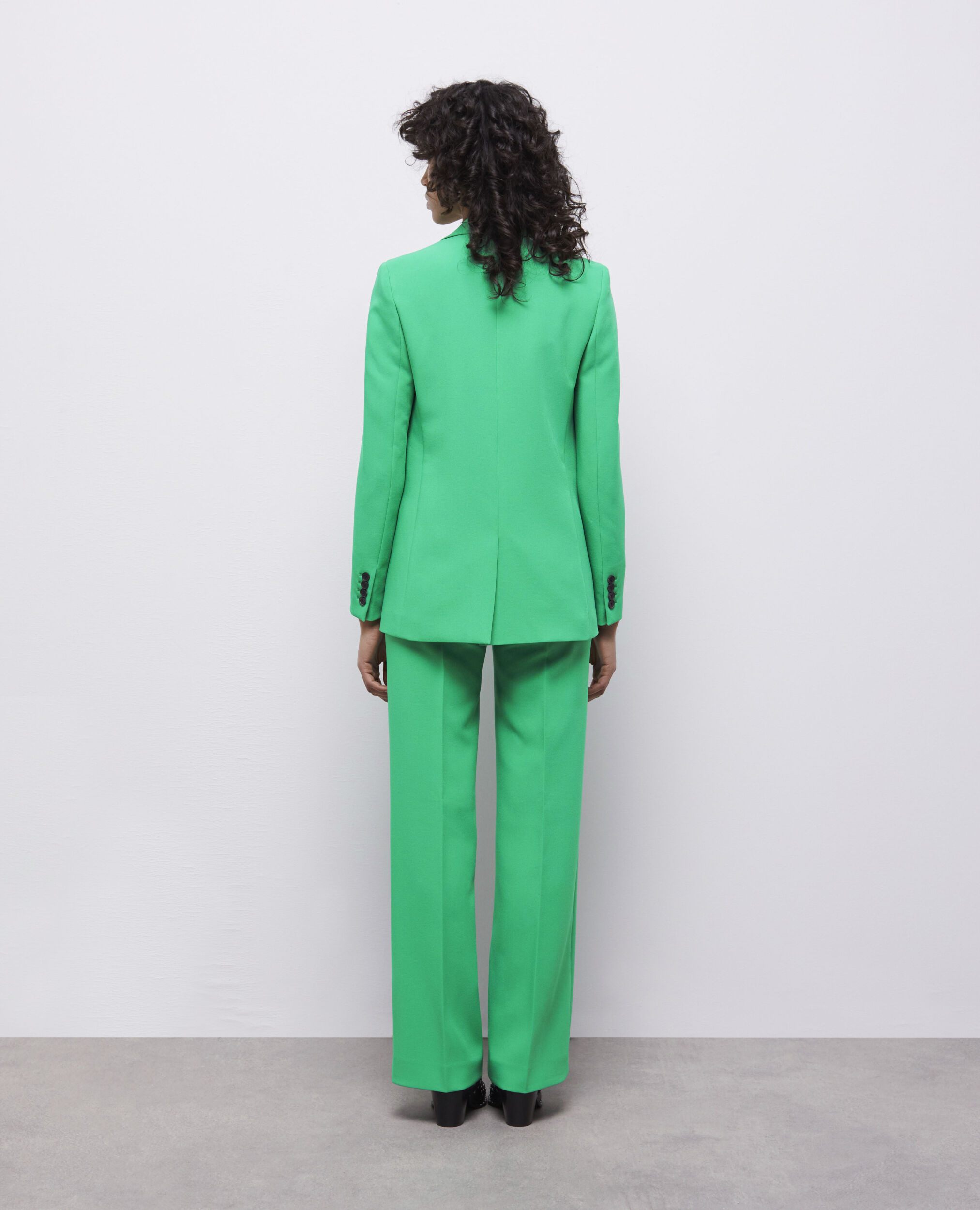 Veste tailleur verte en crêpe