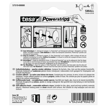 Tesa Haak Powerstrip Ovaal Kunststof Mat Chroom - 3 Stuks