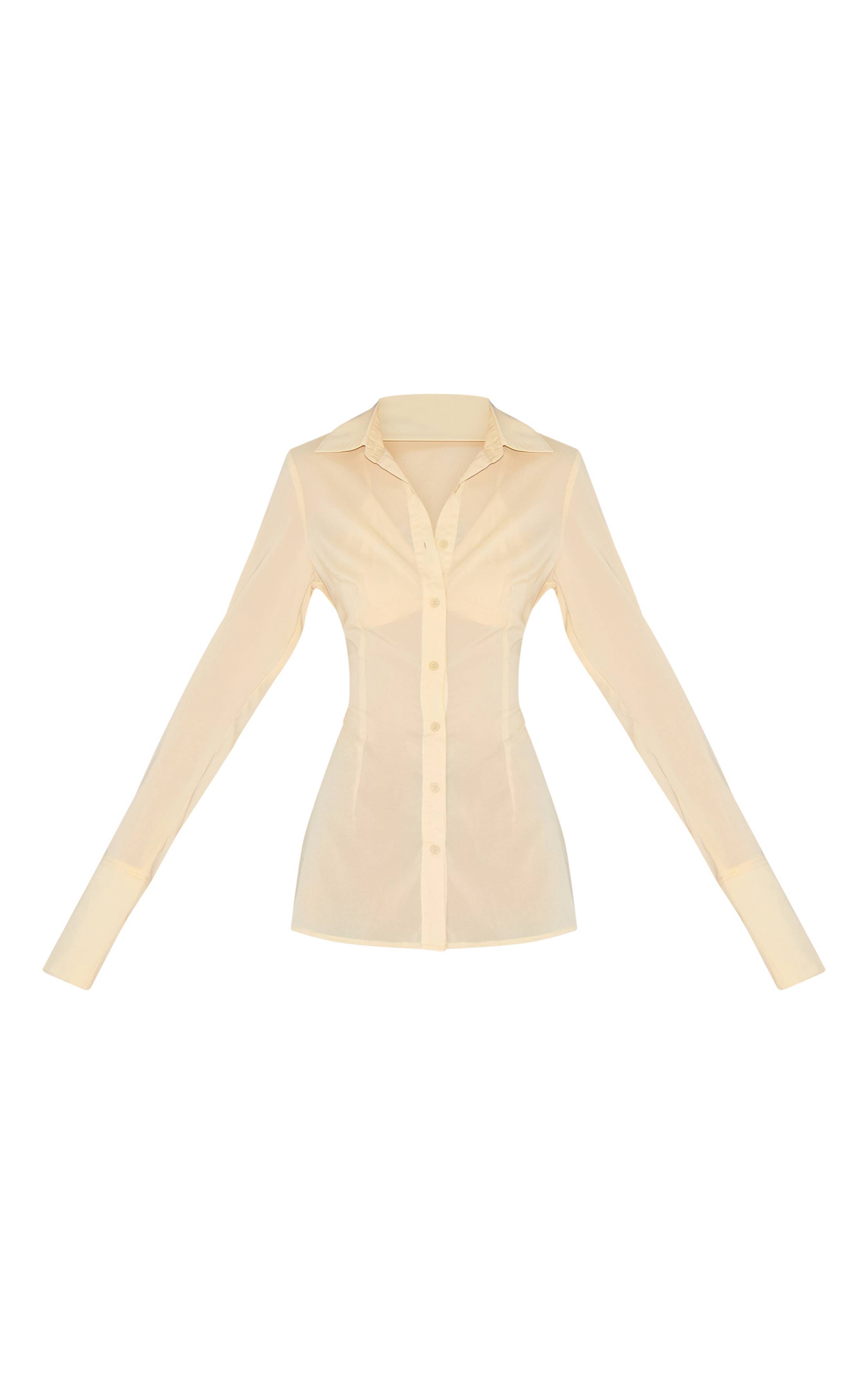 Pale Yellow Chemise Ajustée En Mousseline