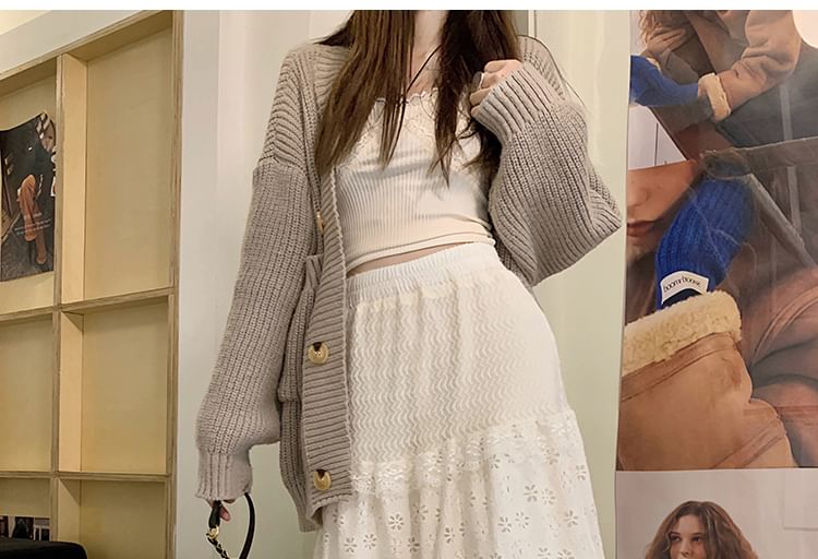 Kilopi - Maxi A-lijn rok met hoge taille en effen kant