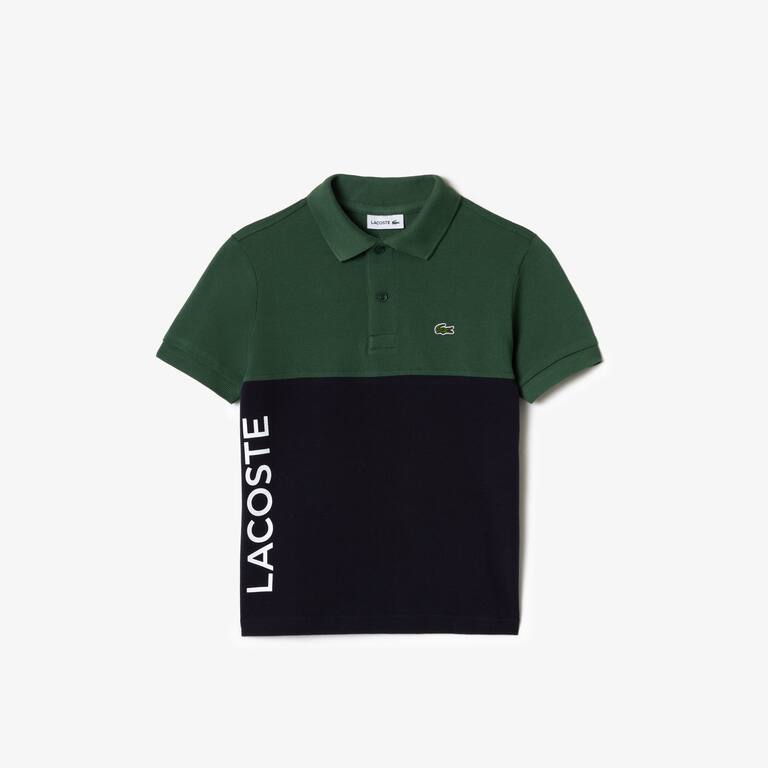 Polo enfant Lacoste color-block en piqué de coton biologique Polos - Vert - Lacoste - Enfant