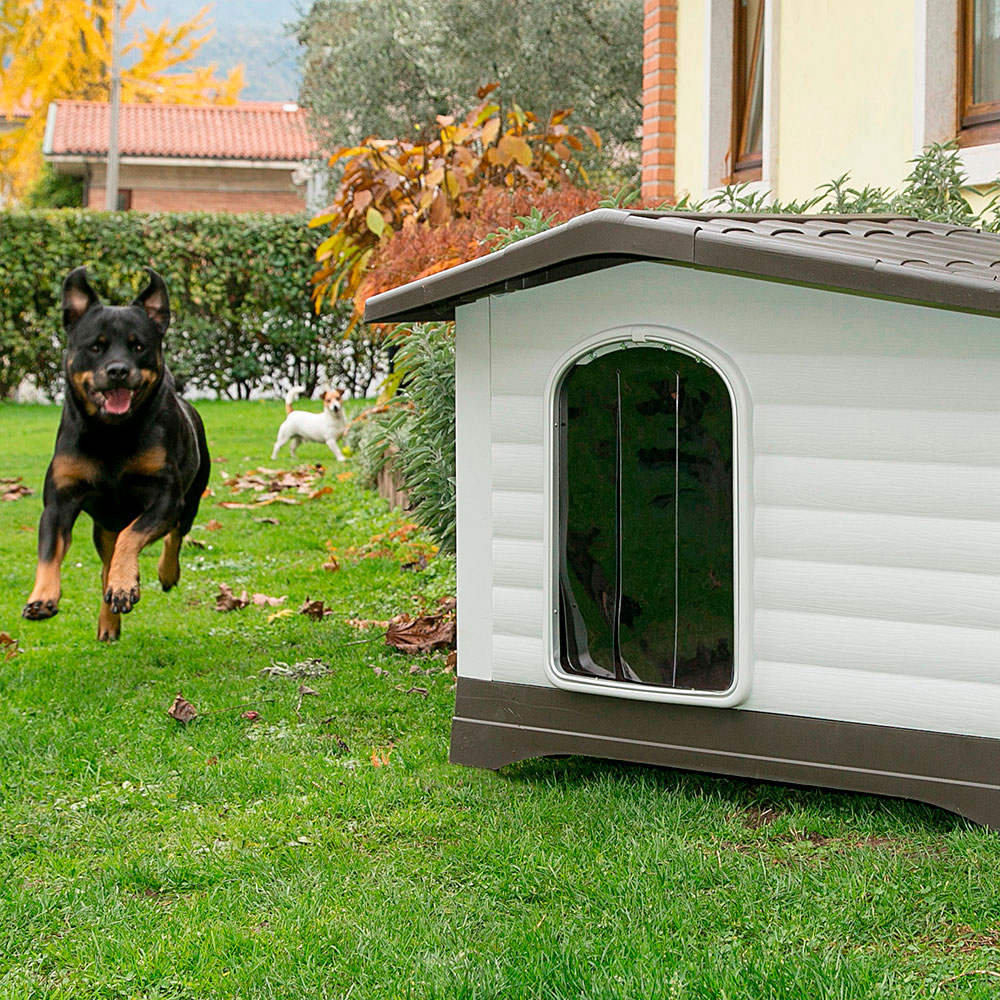 Ferplast porte pour niche chiens modèle dogvilla 70, porte pour niches d'extérieur, habitat pour chiens, pvc transparent