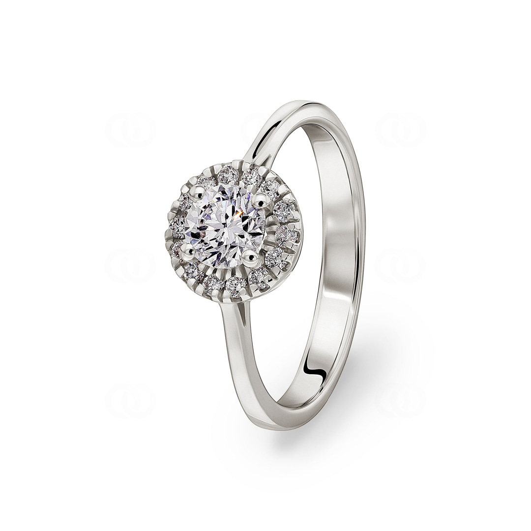 Verlobungsring 750/18 K Weissgold mit Diamanten 0.64 ct H/si