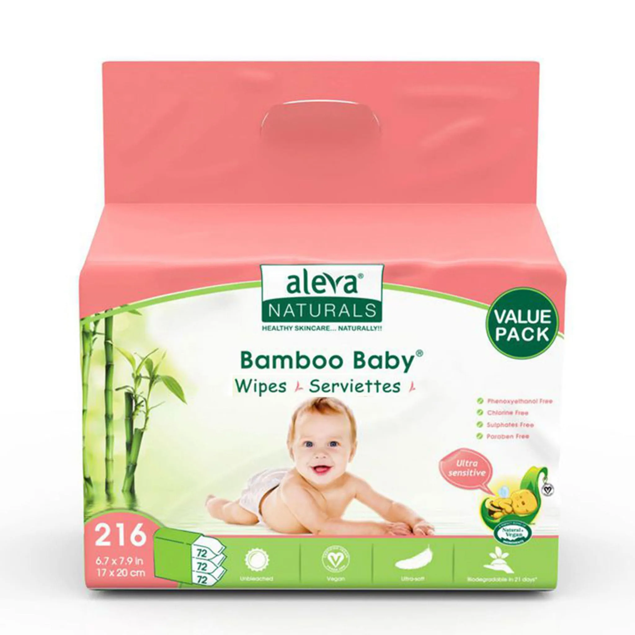 Aleva Naturals Lingettes Peaux Sensibles Bambou Baby (216)