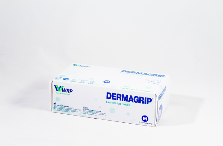 DERMAGRIP Untersuchungshandschuhe Latex<br>100 Stück, M, puderfrei
