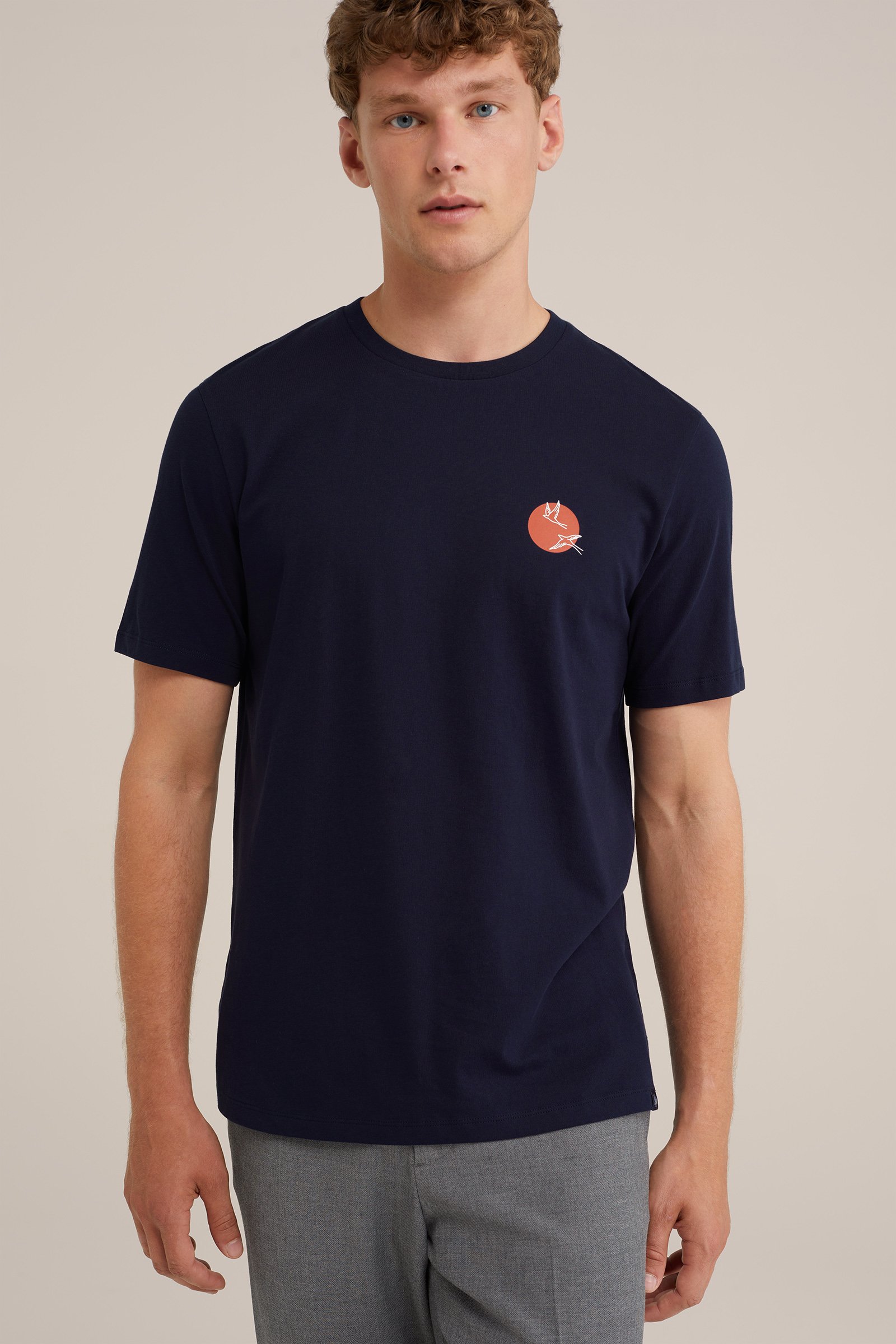 T-shirt met opdruk WE Fashion Marineblauw