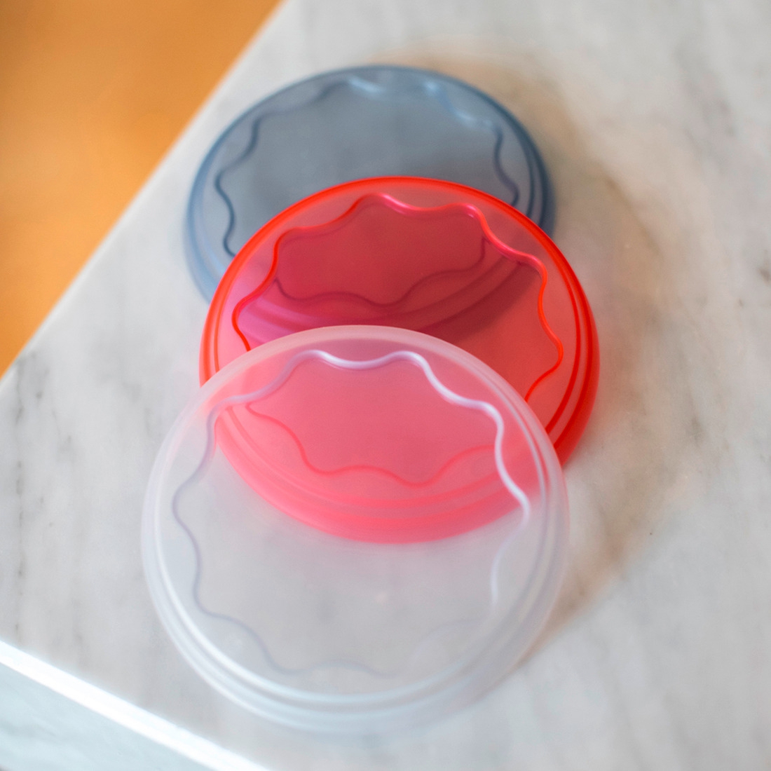 Koziol Frischedeckel FRESH tr. coral/deep blue/soft grey 3er-Set