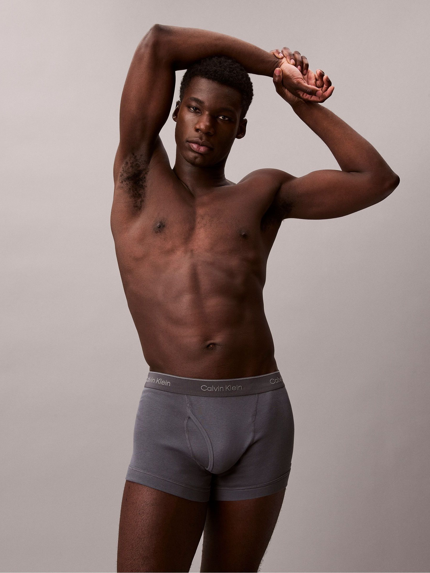 Zwart/rood/grijs - Calvin Klein Cotton Jersey 3 Pack Boxer Trunks