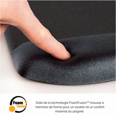 Fellowes PlushTouch - Repose-poignets clavier ergonomique - protection antibactérienne Microban - mousse à mémoire de forme résistante - noir