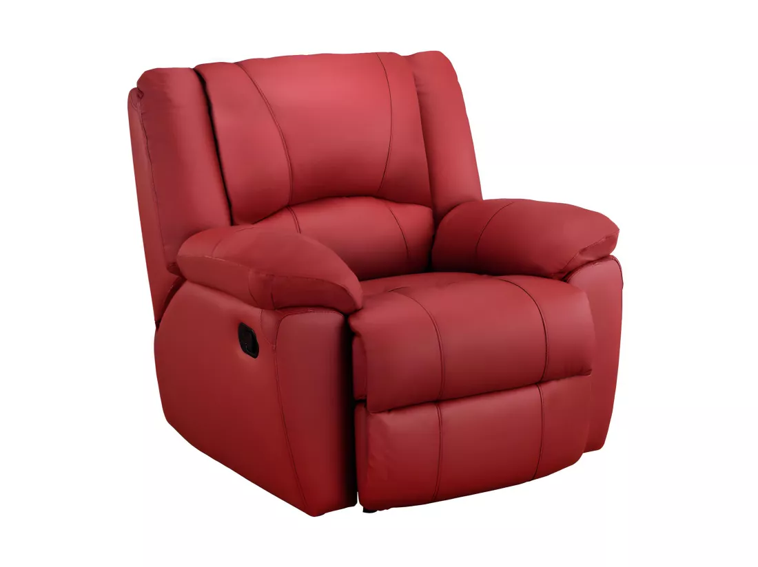 Fauteuil relax en cuir AROMA - Rouge