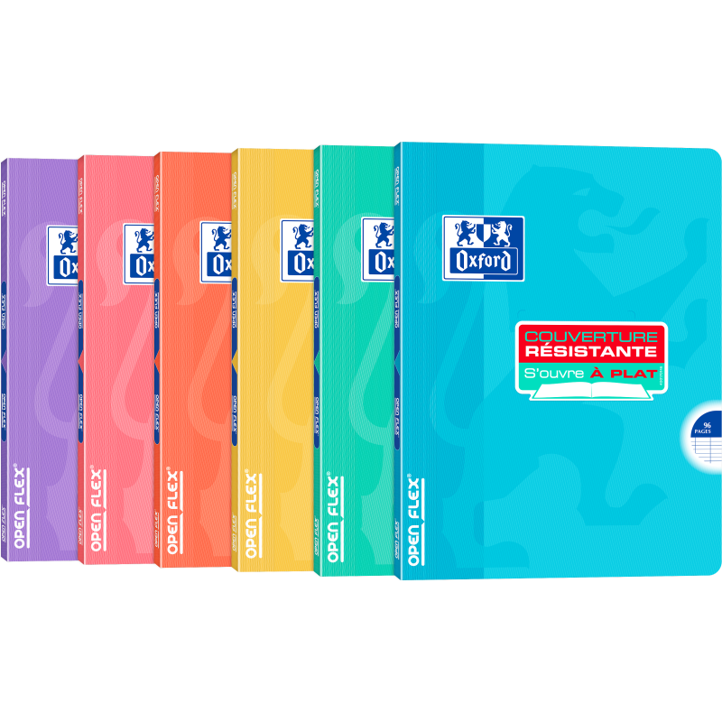 Cahier Oxford Openflex Pastel Agrafe 170X220 96P Optik P. Seyes Polypro Assorti