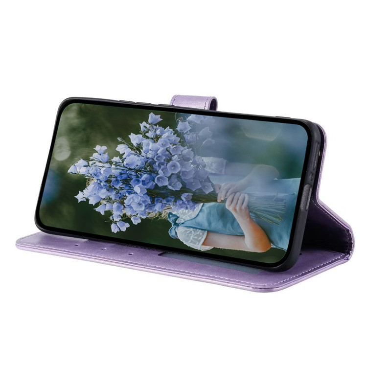 Samsung Galaxy A26 / A17 Leder Tasche Wallet - Mandala Flowers Imprint - Lila