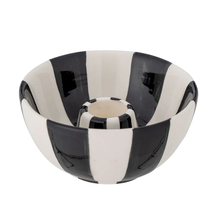 Bloomingville - Eja Kerzenhalter, H 5 cm, schwarz / weiss