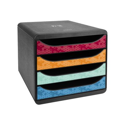 Exacompta MAÏA BigBox - Module de classement 4 tiroirs - arlequin/noir