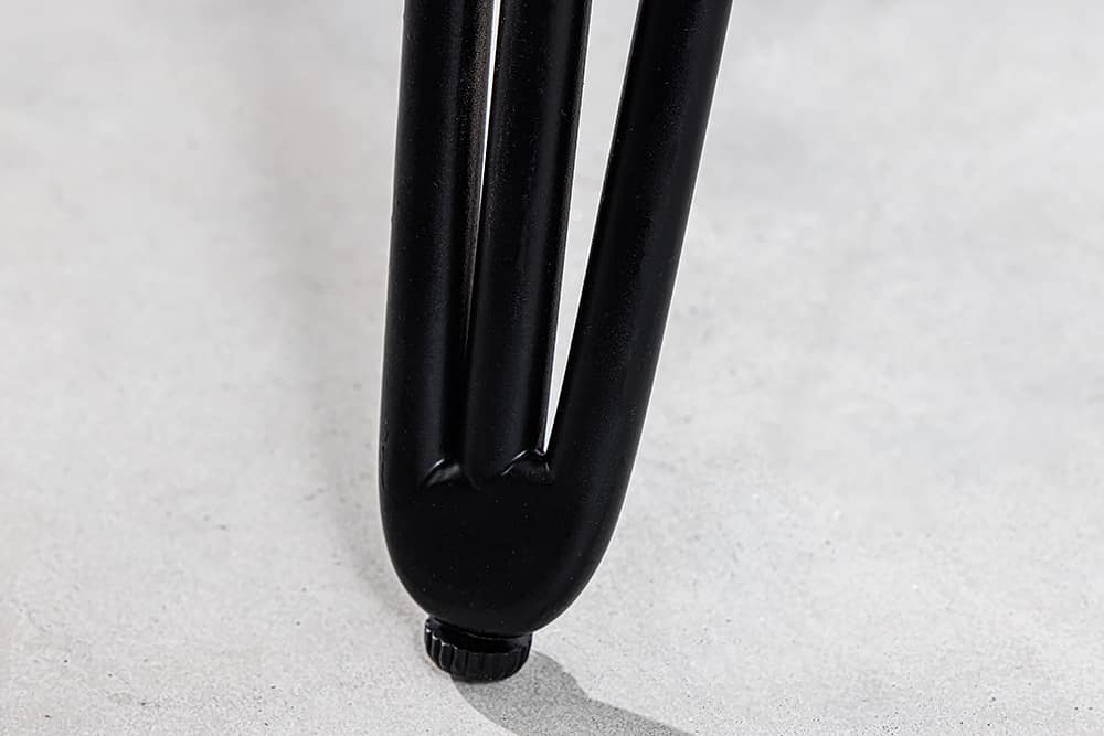 Runder Esstisch SCORPION 80cm grau Mangoholz massiv schwarze Metallbeine Hairpin Legs