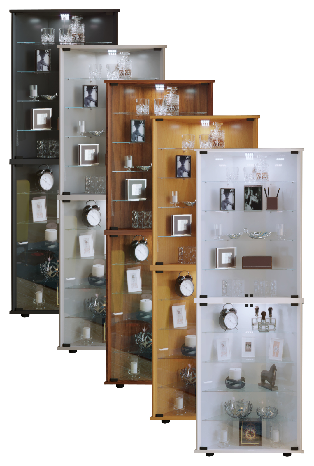 Eckvitrine VECKO MAXI - weiß - 176 cm hoch