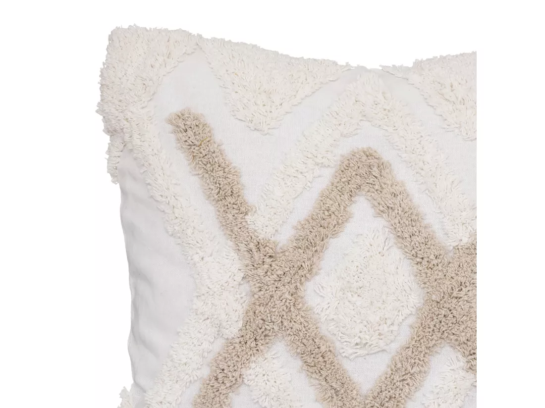 Housse de Coussin Ivoire motifs tuftés 40 x 40 cm