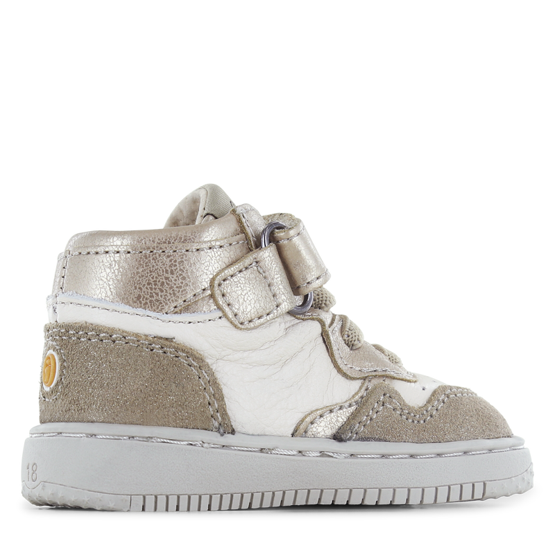 Shoesme beige-goud basket sneakertje Leer, Microfiber leer, Suède | Meisjes