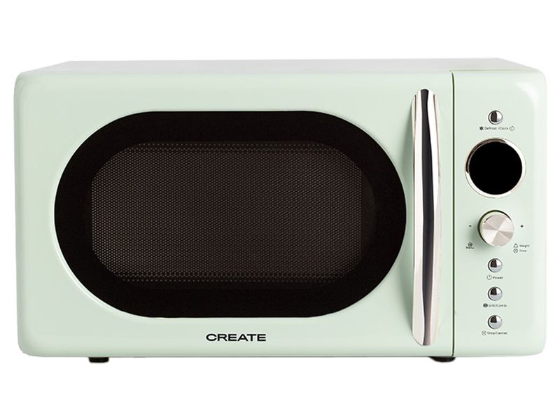 Create Mikrowelle Retro Grün Retro-Mikrowelle mit Grill, Defrost und Autocook-Funktionen