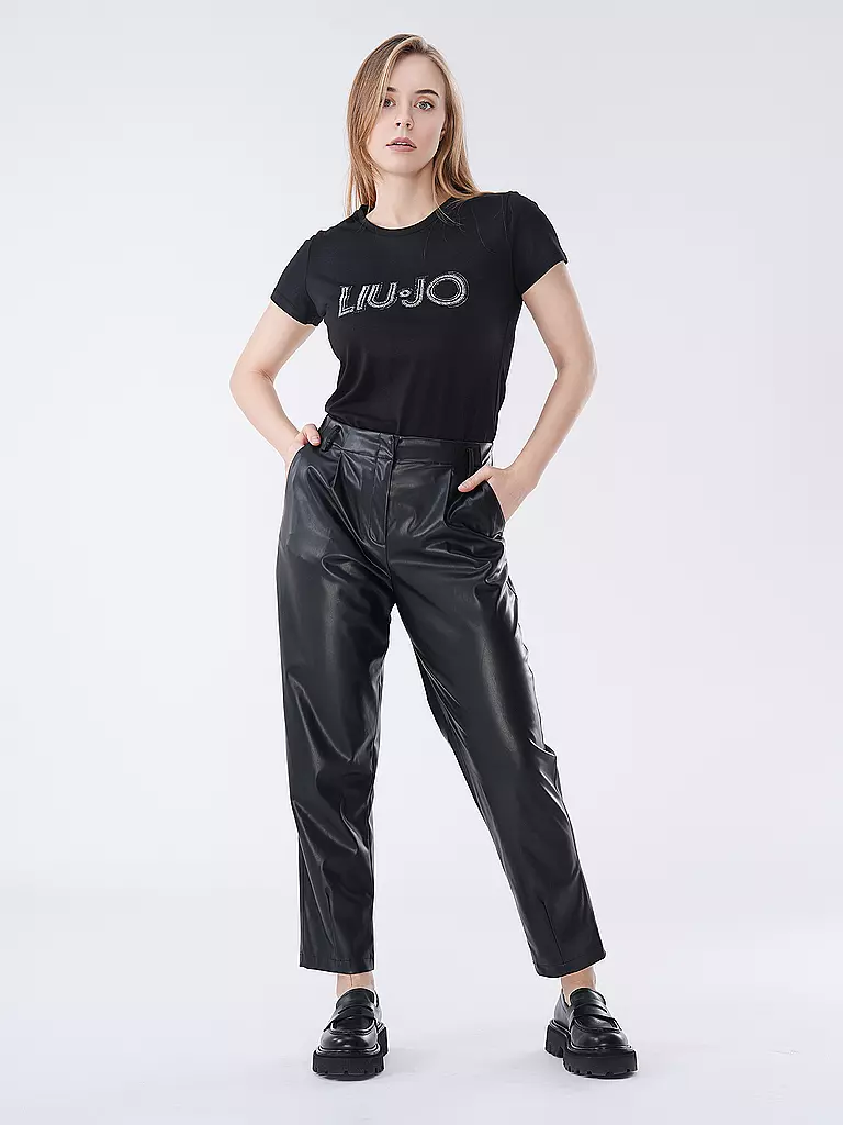 LIU JO Hose in Lederoptik  schwarz