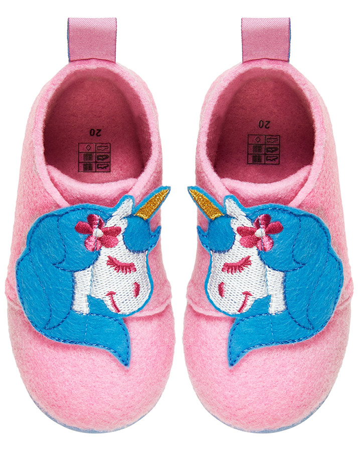 Filz-Hausschuhe EINHORN in rosa
