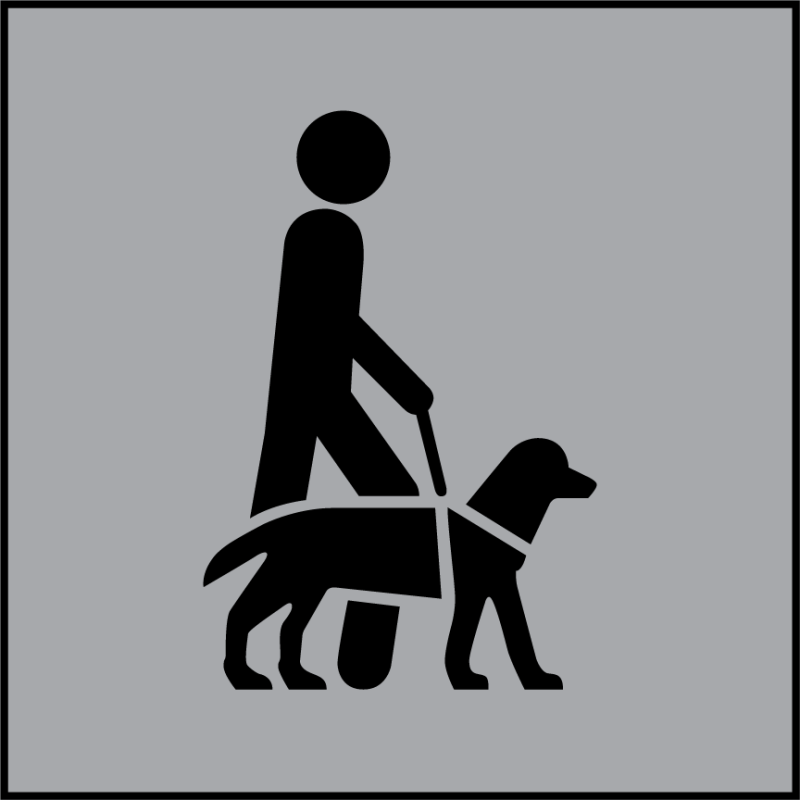 Panneau Accessibilité, chien guide ou d'assistance - ISO 7001 en Gravoply