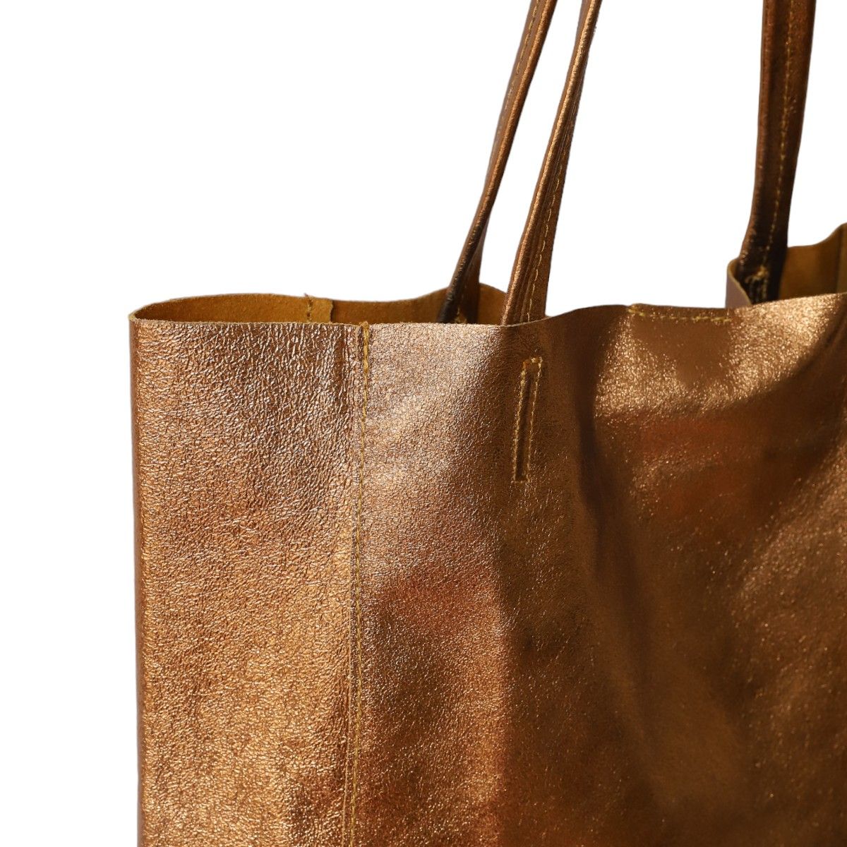 Sac tote bag cuir bronze doré