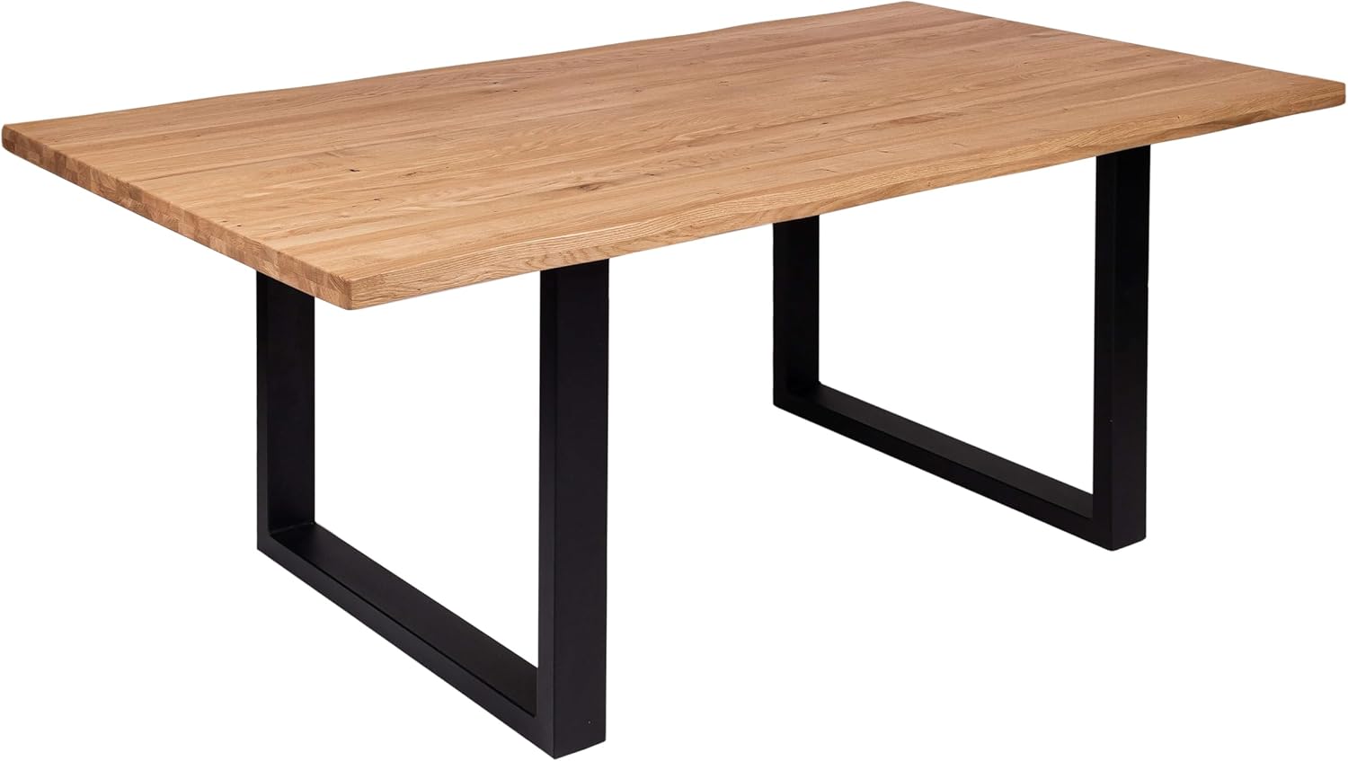 Krok Wood Esstisch Dublin aus Massivholz mit Metallbeine (Eiche, 180 x 100 x 75 cm)