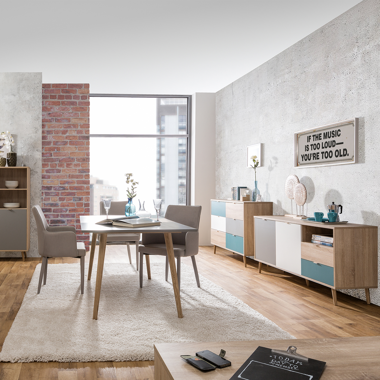 Sideboard CUBA - Sonoma Eiche - tricolor - 120 cm breit