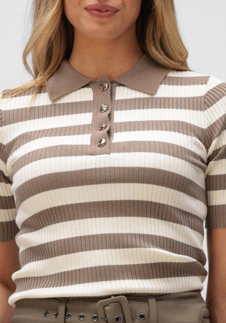 bruine co'couture trui bonny stripe s/s polo knit