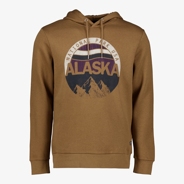 Produkt heren hoodie bruin met opdruk