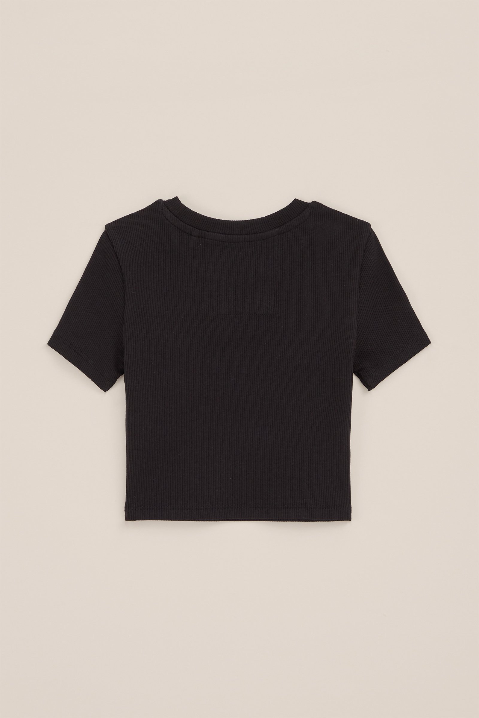 Meisjes cropped T-shirt van ribstof WE Fashion Zwart