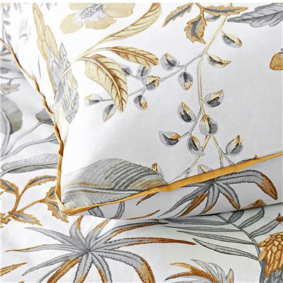 Linge de lit flanelle fleurs et perroquets - BECQUET CRÉATION