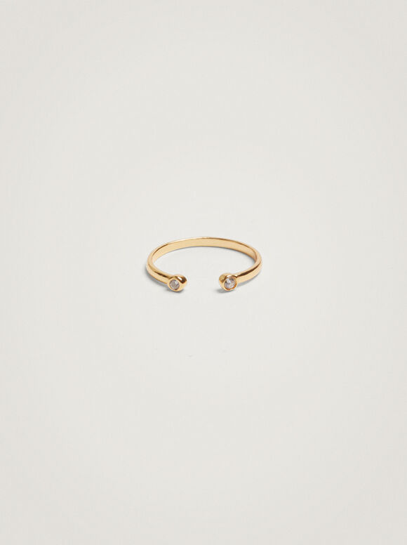 Anel em prata de lei 925 com zircônia cúbica - Dourado