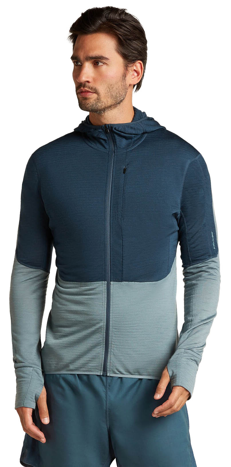 Merino Blend 200 Realfleece Descender LS Zip Hoodie Herre Abyss/Blue Ash/CB