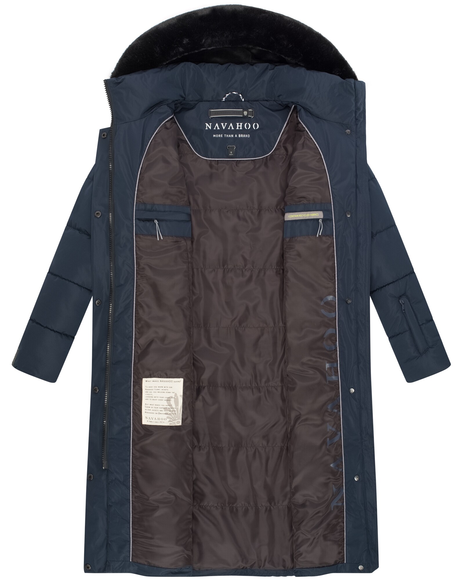 NAVAHOO Damen Winter Steppmantel Stepp Jacke Mantel Parka Mit Warm Kapuze & Recyceltes Obermaterial Blitzliebe
