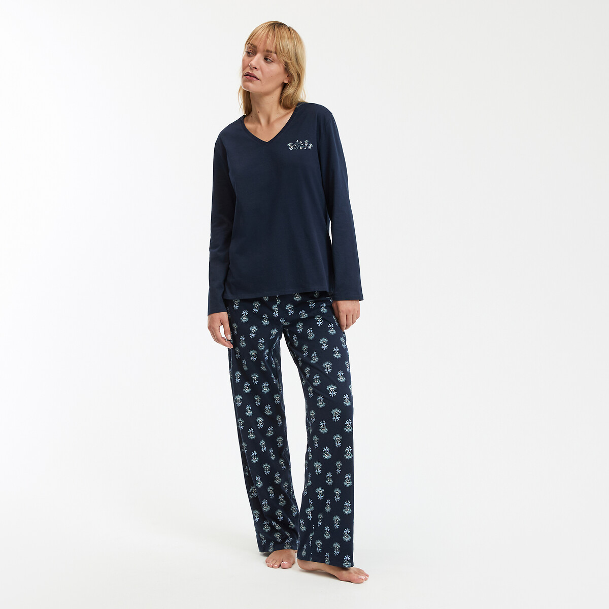 ANNE WEYBURN<br>Pijama de malha de algodão de manga comprida