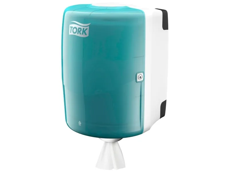 Dispenser Aftørringsrulle Tork W2 Vægophæng op til 30 cm Hvid/Turkis,1 Stk/krt