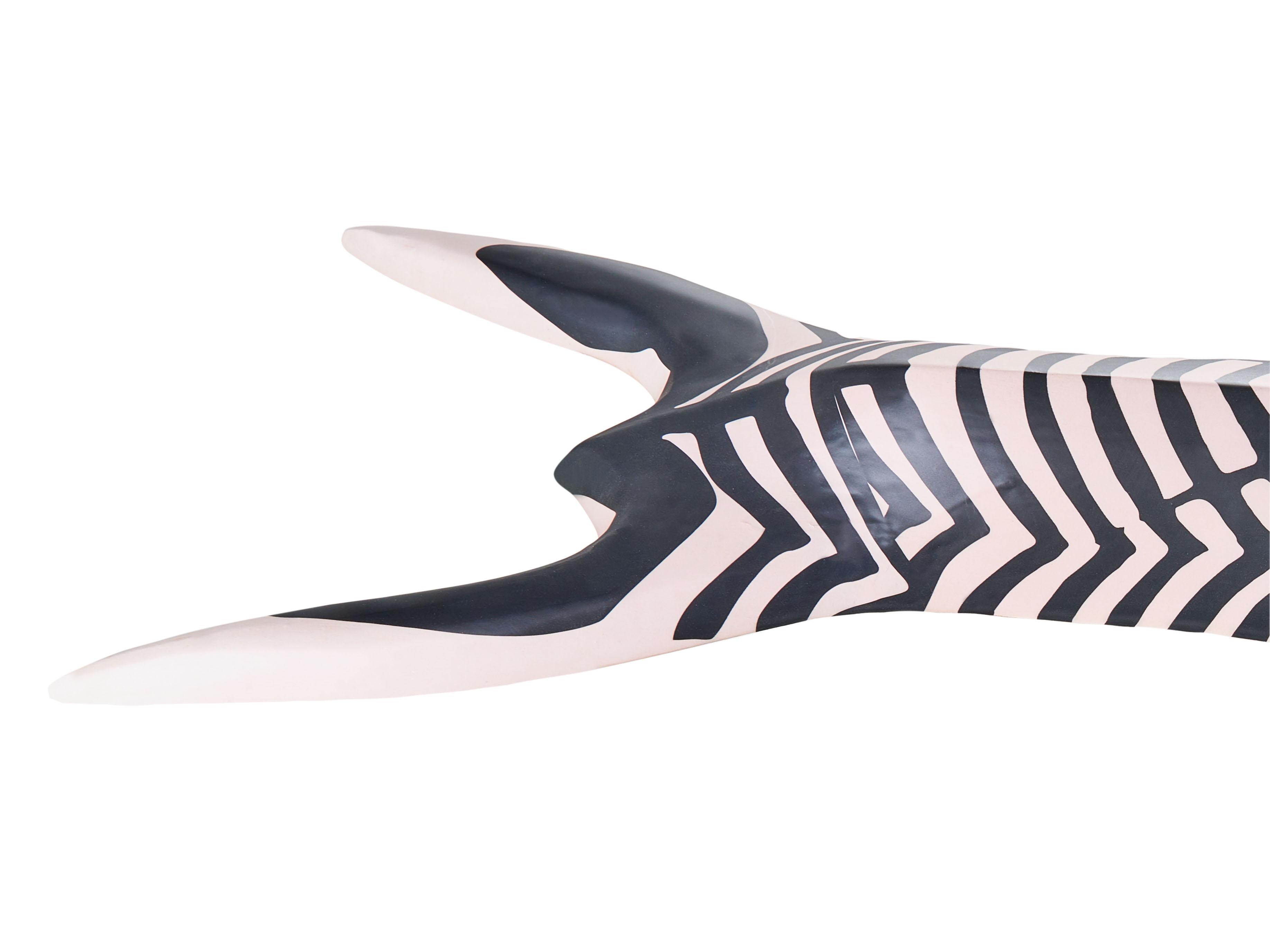 Wanddecoratie Zebra GBOKO Mangohout 80 cm Zwart/wit