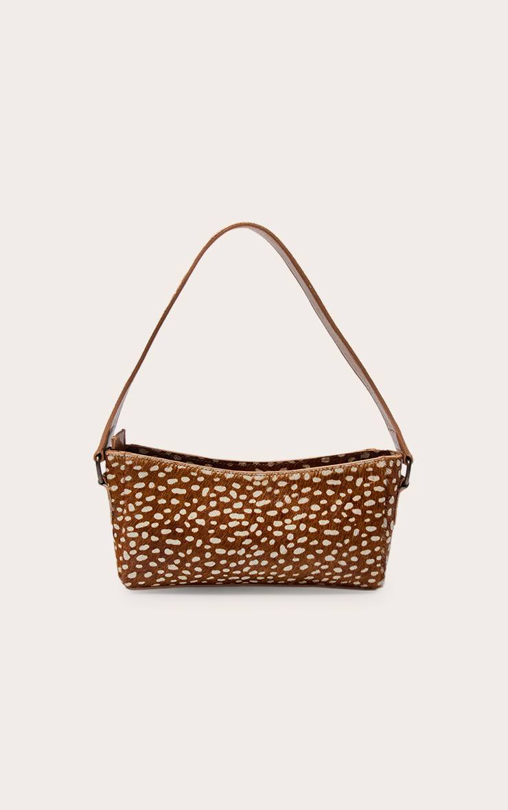 Marron Sac À Bandoulière En Cuir Véritable Imprimé Vache