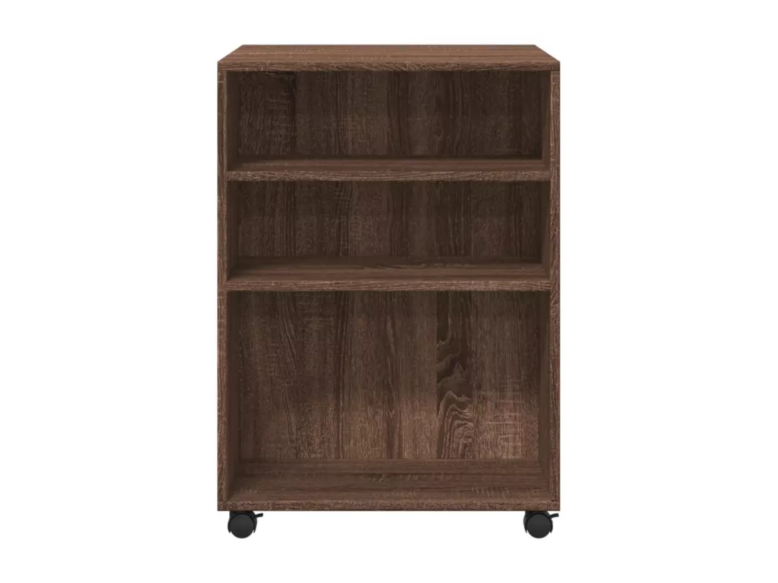 Table d'appoint avec roues chêne marron bois d'ingénierie
