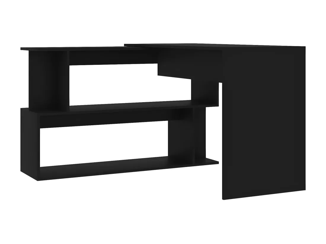 Bureau d'angle Noir 200x50x76 cm Aggloméré