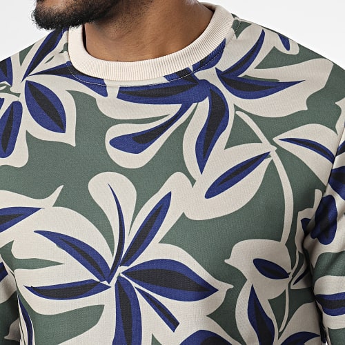 Sweat Crewneck UY918 Vert Kaki Floral