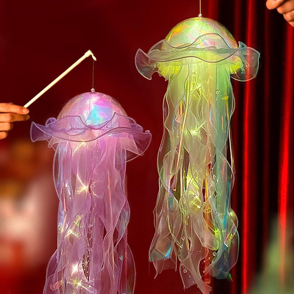(5er Set) Ø20cm Quallen Laterne Party Deko Hängelampe Kinderzimmer Jellyfish Lampe (inkl. LR44 Batterien)