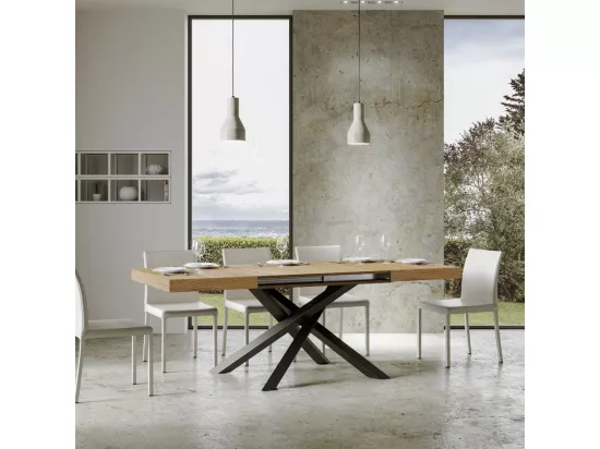 Table extensible 90x140/400 cm Volantis Chêne Nature cadre Anthracite